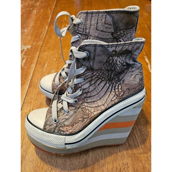 Lulu Jungle Platform Wedge Heels Converse Rock & Candy Size 8.5 Gold Luxe - Picture 2 of 7